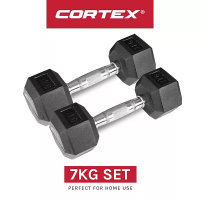 CORTEX Commercial Grade Hex Fixed Dumbbells 7kg (In Pairs) For Weight Lifting • $119