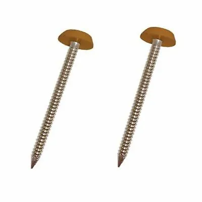 £3.69 • Buy 50 X Light Oak/Tan UPVC 40mm Poly Top Pins Nails Plastic Headed Fascia Fixings