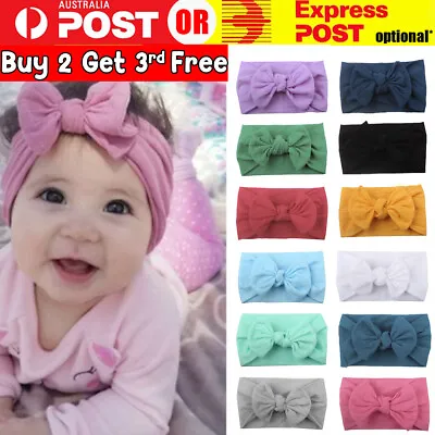 $3.95 • Buy Baby Girl Infant Toddler Bow Hairband Headband Turban Big Knot Head Wrap Soft