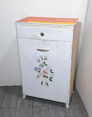 Vintage Mid Century Detecto Painted Tole Metal Laundry Hamper Pull Out Door • $135