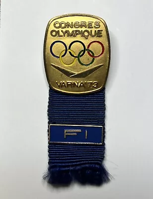 '73 Varna IOC Session Badge ~ Gold Tone ~ 1973 Olympic Pin ~ By Bertoni ~ FI • $50