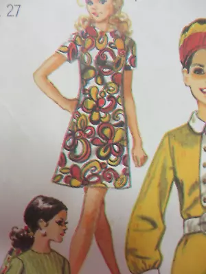 Vintage 60's Simplicity 8585 ROUND NECKLINE MINI MOD DRESS Sewing Pattern Women • $15.99