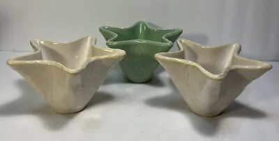 SET 3 Star Starfish Shaped Dip Bowls Candy Dish Linen Pottery Beach Charcuterie • $19.99