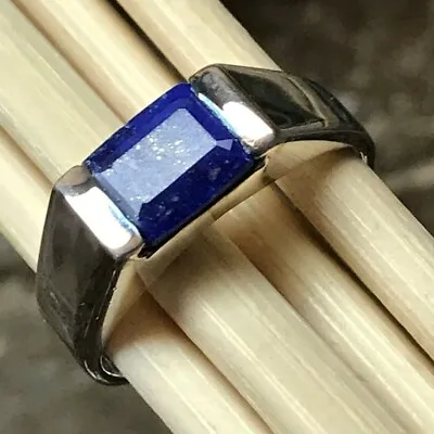 Solid 925 Sterling Silver Natural Lapis Lazuli Gemstone Birthday Gift Men's Ring • $48.68