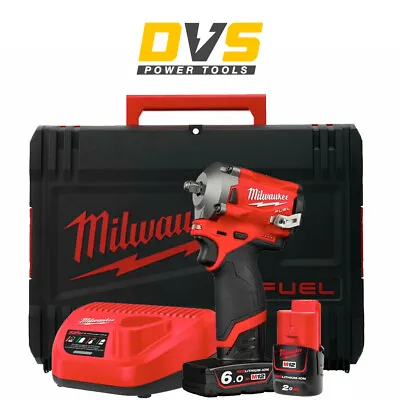 Milwaukee M12FIW38-622X 12V Impact Wrench W/ 1x 6AH & 1x 2AH Battery  Charger • £229.95