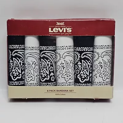 Levi's Men's Bandana Headband 6 Pack White Black. New Open Box  • $16.99