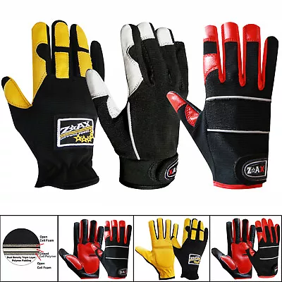 Anti Vibration Gloves Leather Padded Palm Reduce Vibration Mechanics Work Gloves • £11.99