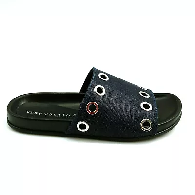 Very Volatile Womans Estaba Slide Sandal Black With Rivets Cushioned Sz 7 M NEW • $12.90