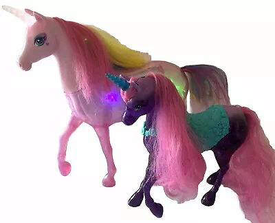 2 X Barbie Dreamtopia Magical Lights Unicorn + Purple Sparkle Unicorn Horses • $39