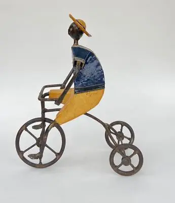 $125 • Buy Manuel Felguerez Mexico Primitive Folk Art Steel Kinetic Sculpture Boy Tricycle