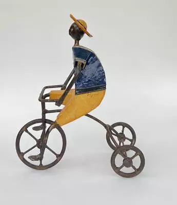 Manuel Felguerez Mexico Primitive Folk Art Steel Kinetic Sculpture Boy Tricycle • $125