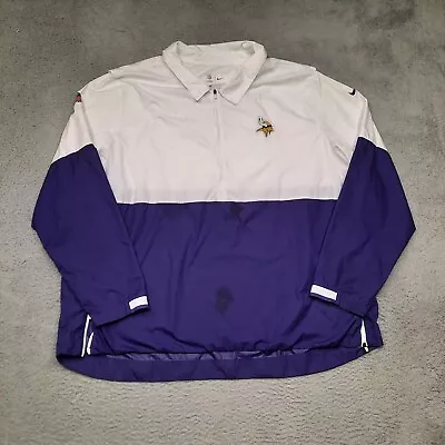 Nike Minnesota Vikings Jacket Men 3XL Purple White Sideline Windbreaker 1/4 Zip • $24.95