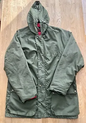 Vintage Rare 1970s Belstaff Green Parka Red Lining + Hood PTP 23 Inches • £70