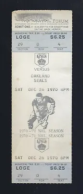 Vintage 1970 Nhl Oakland Seals @ Los Angeles Kings Full Hockey Ticket - Dec 26 • $24