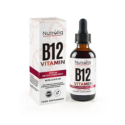 £16.99 • Buy Nutroliq Vitamin B12 Liquid Drops 60ml - High-Strength 5000mcg Methylcobalamin
