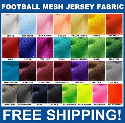 Football Mesh Athletic Jersey Fabric - 58  Wide - Medium Holes - Multiple Colors • $14.95