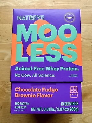 Natreve MOO-LESS Animal Free Whey Protein Choc Fudge Brownie 10 Pk Best By 06/24 • $8.49