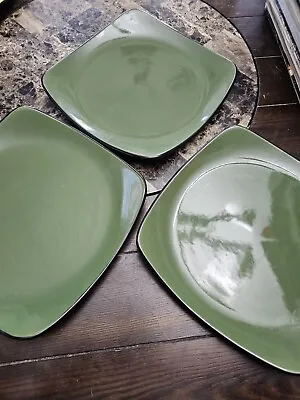 Corelle Hearthstone Stoneware Green Square Dinner Plates 11.5  Set Of 3 • $20.49