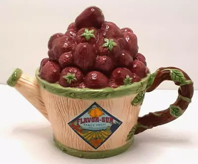 Omnibus OCI 1993 Strawberry Teapot With Lid Basket Vine Vintage • $27.44