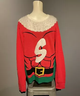 Mens Alex Stevens Superhero Ugly Christmas Sweater Size Small Christmas Sweater  • $16.95