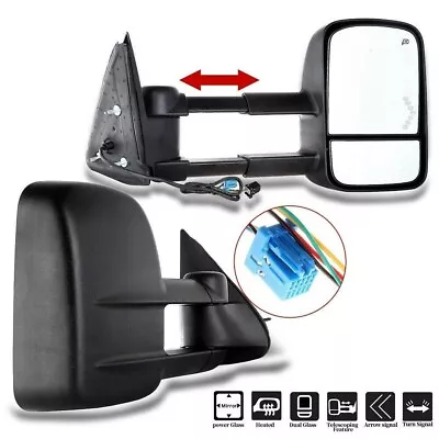 Tow Mirrors Power Fold Heated W/Turn Signal For 03-06 Chevy Silverado GMC Sierra • $225.99