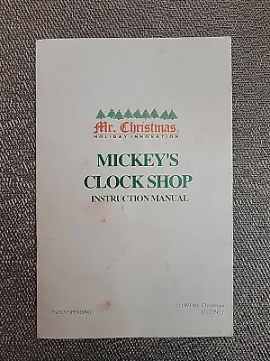 VTG MICKEY'S CLOCK SHOP Instruction Manual PARTS Mr Christmas  1993 • $7
