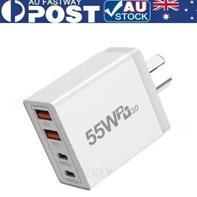 $24.99 • Buy 55W 4 Port USB-C PD Fast Charging Wall USB C Charger Power Adapter Type-C Brick