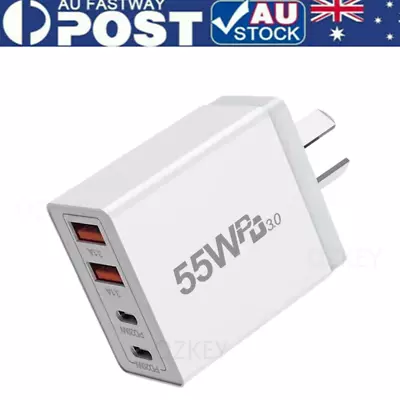 55W 4 Port USB-C PD Fast Charging Wall USB C Charger Power Adapter Type-C Brick • $15.97