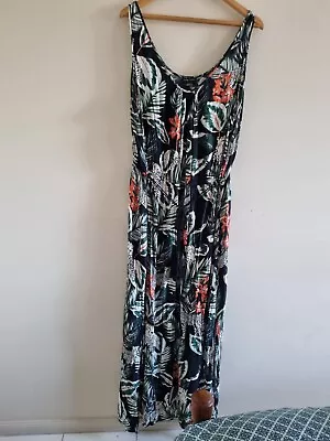 City Chic Womens Floral Leopard Print Sleeveless Maxi Dress Plus Size L • $25