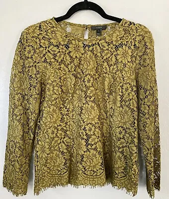 J. CREW Womens Olive Green Lace Top W/ Tank Size 2 Beautiful Classy Blouse • £9.62