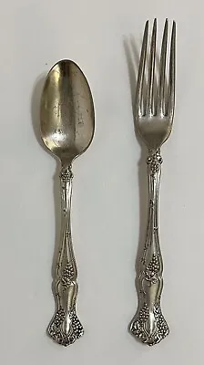 1847 Rogers Bros Grape Pattern XS Triple Youth Spoon Fork Set Silverplate 1904 • $24.99