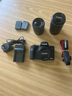 Canon EOS M50 Mirrorless Camera With 3 Canon EF-M Lenses 2 Batteries & Charger • $780