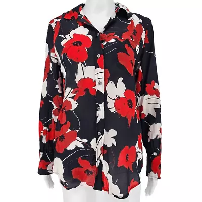 J. Crew Silk Boy Button Up Poppy Shirt 6 • $30