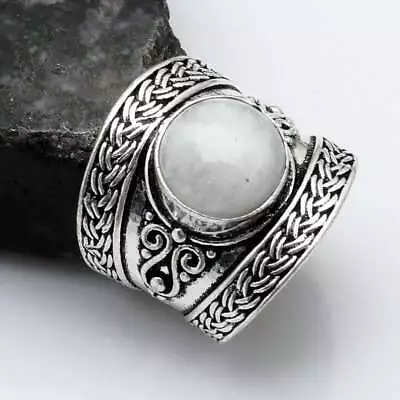 Rainbow Moonstone Gemstone Ethnic Handmade Gift Ring Jewelry US Size-8 AR 19797 • $4.25