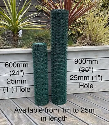 PVC Coated Chicken Wire Mesh Netting Rabbit Cage Aviary Fence Plant Net Fence • £15.66