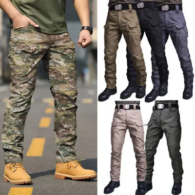 Tactical Mens Cargo Pants Waterproof Work Hiking Combat Outdoor Trousers Pants • $31.99