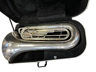 SILVER King Marching Tuba With Case 3+1 (4 Valve) Piston Action GREAT CONDITION • $1899