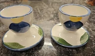 Pair Of Vintage Egg Cups With Attached Saucers Made In England • $18