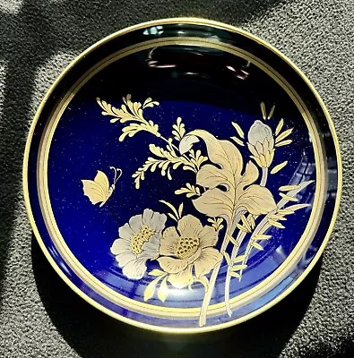 Cobalt Blue Gold Porcelain Plate By Kaiser K. Nossek  Floral  7 1/2  Germany • $25.27