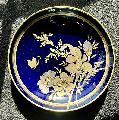 Porcelain Cobalt Blue Gold Plate By Kaiser K. Nossek  Floral  7 1/2  Germany • $27.25