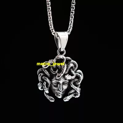 Cool Mens Womens Stainless Steel Greek Snake Medusa Head Pendant Necklace Men • $13.99