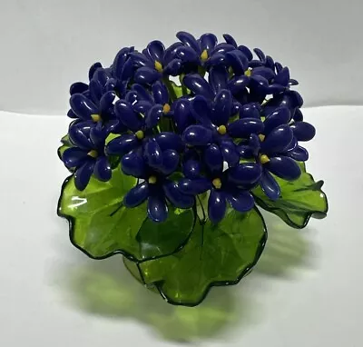 Vintage C.K. Ind. Co Purple Violets Lucite Acrylic Plastic Flower Bouquet MCM • $35.99