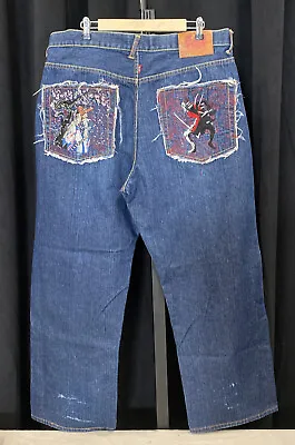 RMC Martin Ksohoh Embroidered Design Dark Blue Denim Jeans Sz 42 • $89.99