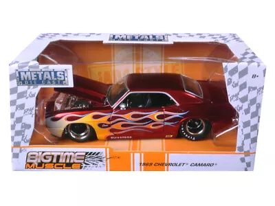 JADA BIGTIME 99085 1969 CHEVROLET CAMARO 1/24 DIECAST CANDY RED With FLAMES • $17.90