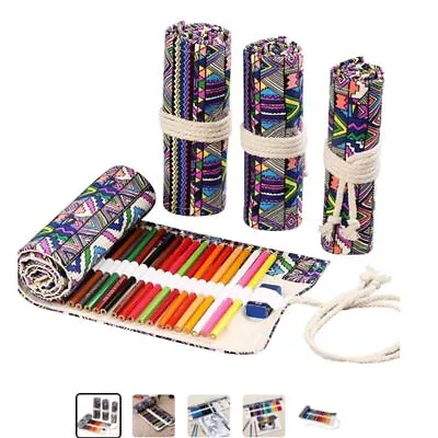 12/24/36/48/72 Holes Roll Pencil Roll Bag Handmade Large Colored-Art Pencil Case • £5.99