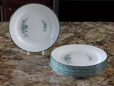 $29.99 • Buy Set Of 10 Corelle Callaway Ivy Bread Butter Dessert Plates Swirl Green Rim 7 1/4