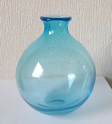 Very Rare Mid-Century Kingfisher Blue Dartington Mould Blown Globe Vase 17cm VGC • £50