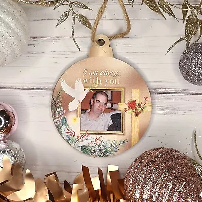 G1 Personalised Memorial Wooden Christmas Tree Bauble Decoration - Photo • £4.99