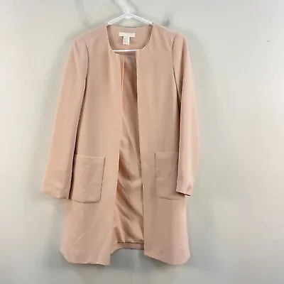 H&M Womens 2 Cardigan Jacket Lined Pocket Long Sleeve Pink Side Slits 9404 • $18.85