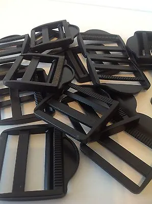 £2.49 • Buy 50mm Ladderlock Buckles X 4 Strong Black Plastic Strap Buckles